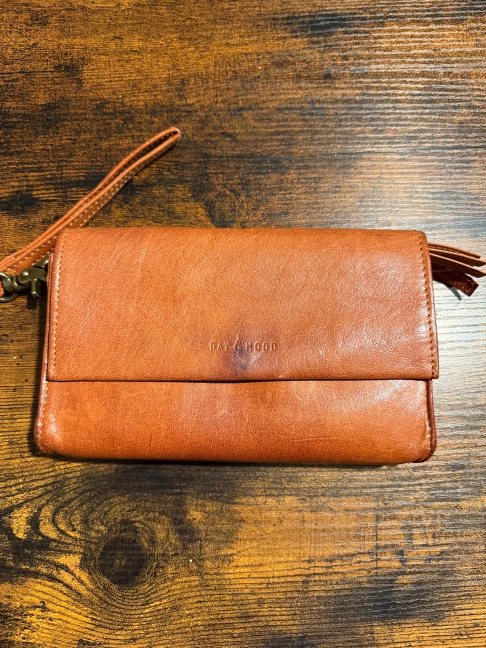 Day & Mood Tan Leather Wristlet Clutch - Tan